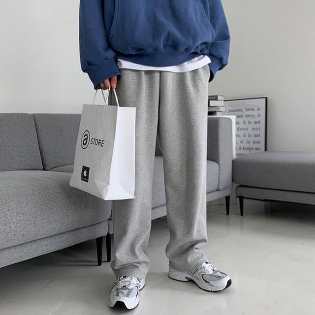 Drawstring-Waist Straight-Cut Loose Sweatpants