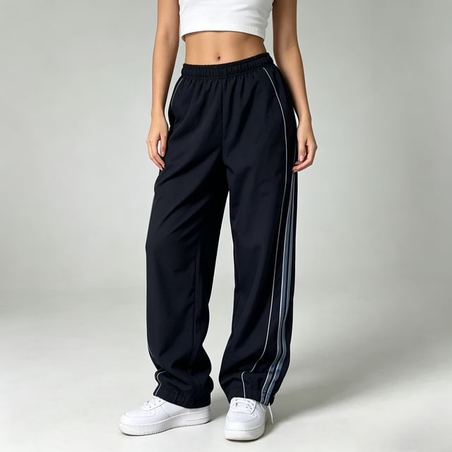 Low Rise Striped Loose-Fit Wide-Leg Sweatpants