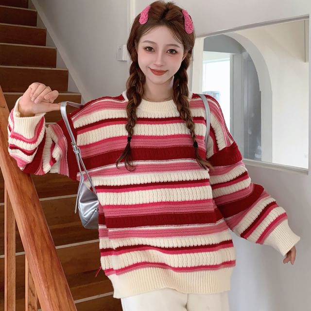 Crew Neck Striped Sweater