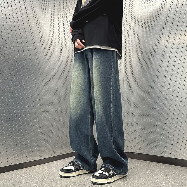Mid Rise Washed Wide Leg Jeans