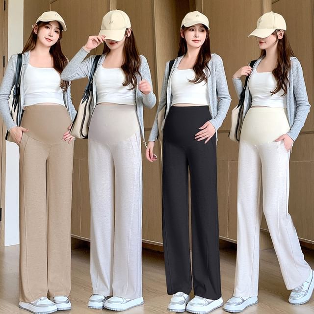 Maternity High Rise Plain Straight Leg Pants
