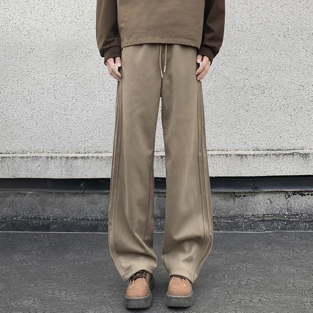 Drawstring Waist Plain Loose Fit Sweatpants