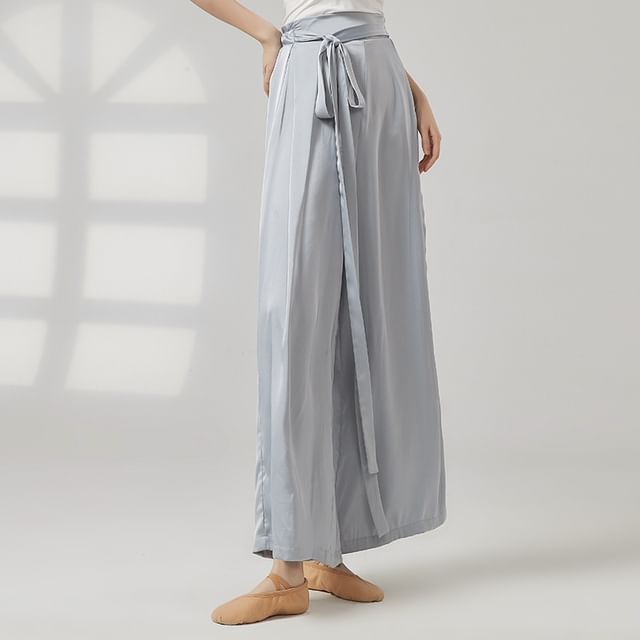 High Waist Plain Cropped Wide Leg Dance Pants