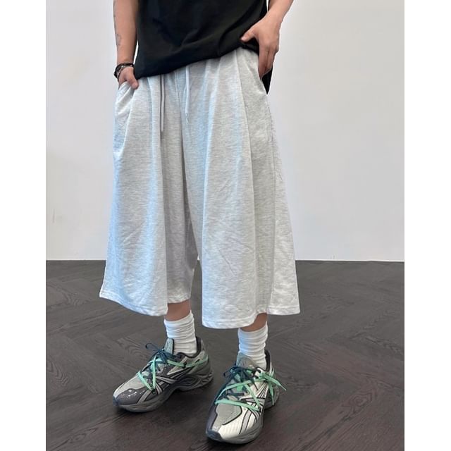 Unisex Drawstring Waist Plain Shorts