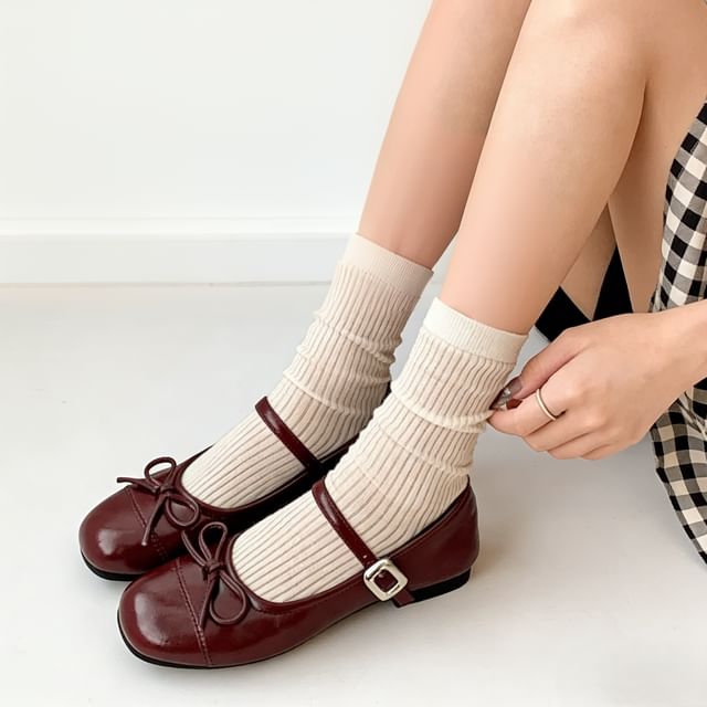 Ribbon Accent Mary Jane Flats