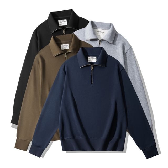 Quarter-Zip High-Neck Sweater