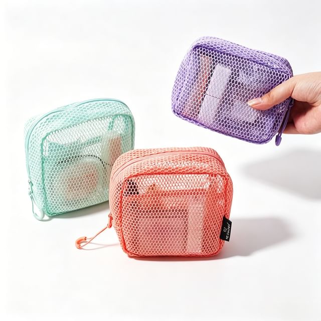 Mesh Square Zip Pouch