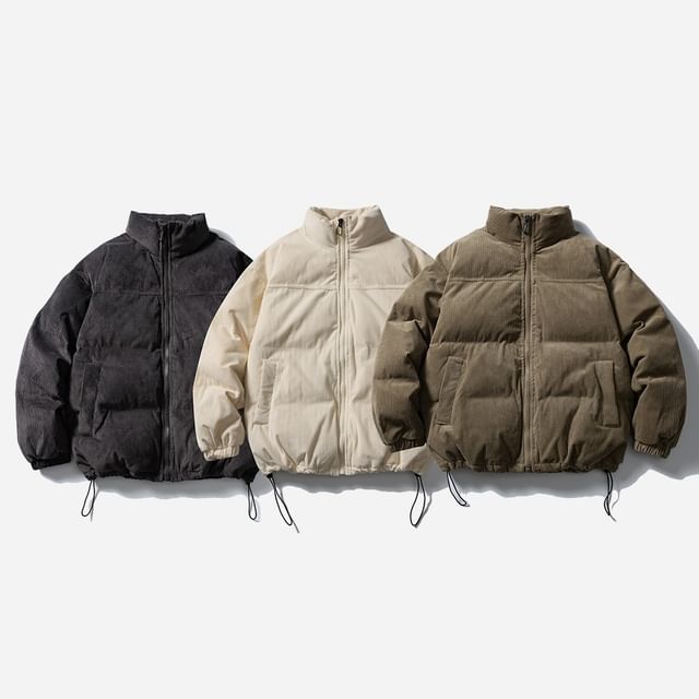 Corduroy Stand-Collar Padded Parka