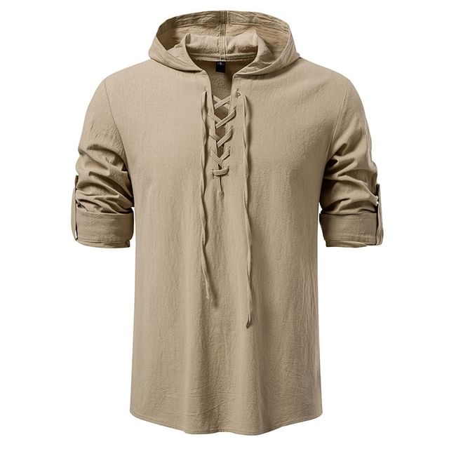 Lace-Up Plain Hoodie