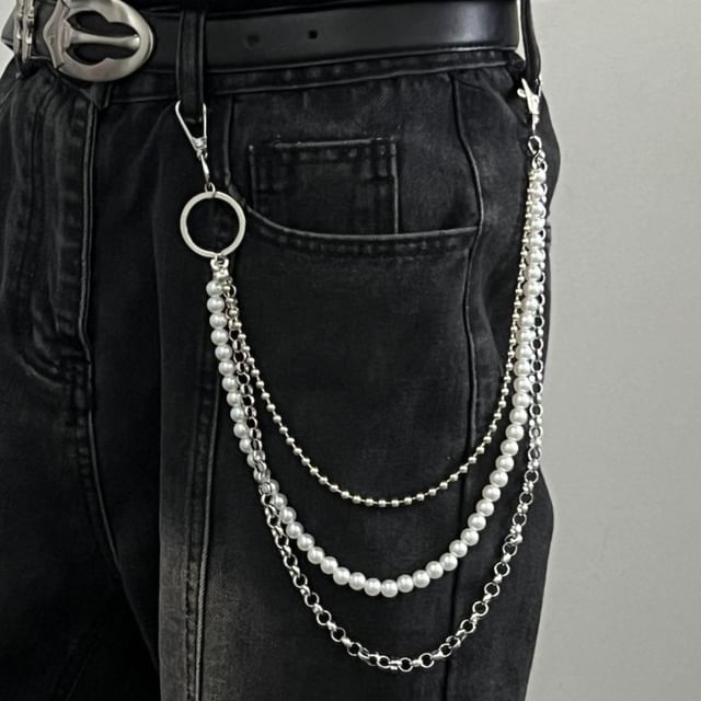 Faux Pearl Layered Pants Chain
