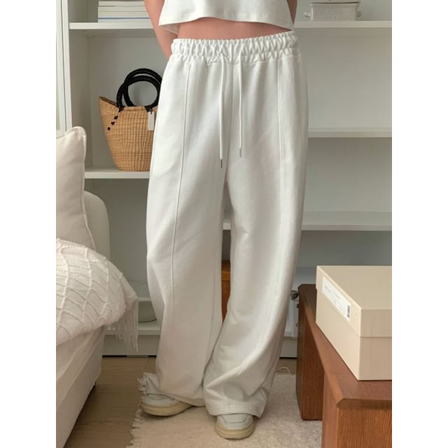 Drawstring Waist Plain Loose-Fit Pants