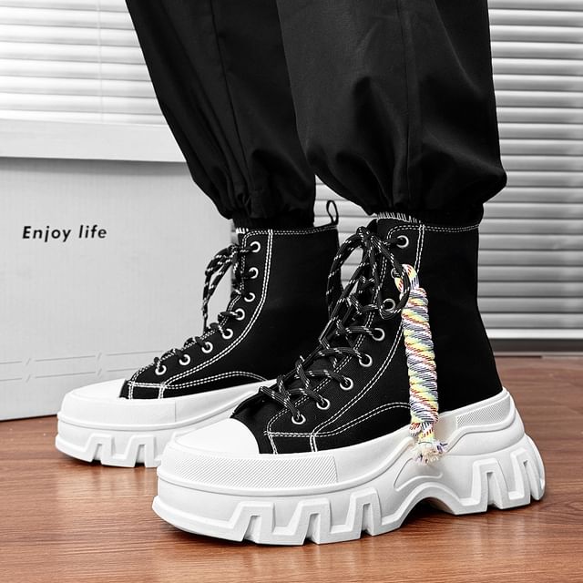 Platform Chunky Heel Lace-Up Short Boots