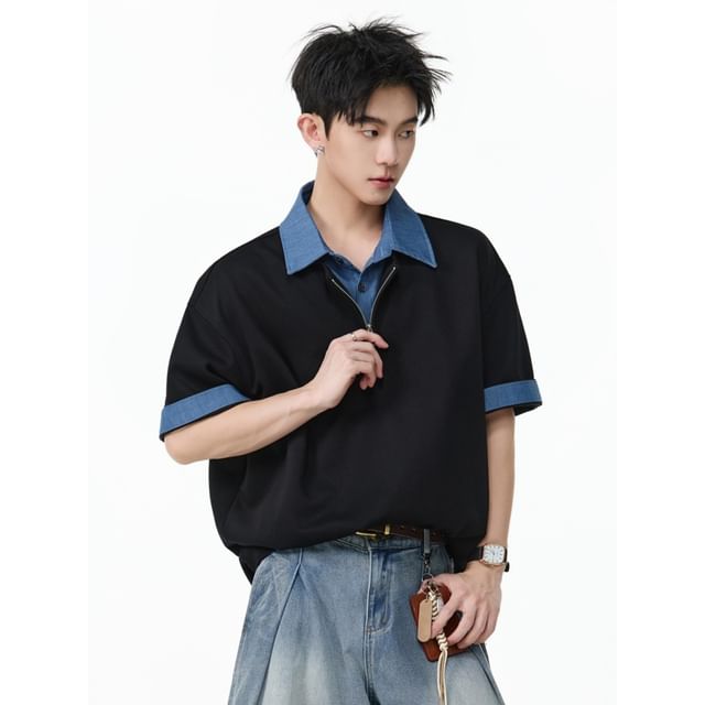 Scuba Oversized Mock Two-Piece Polo Shirt