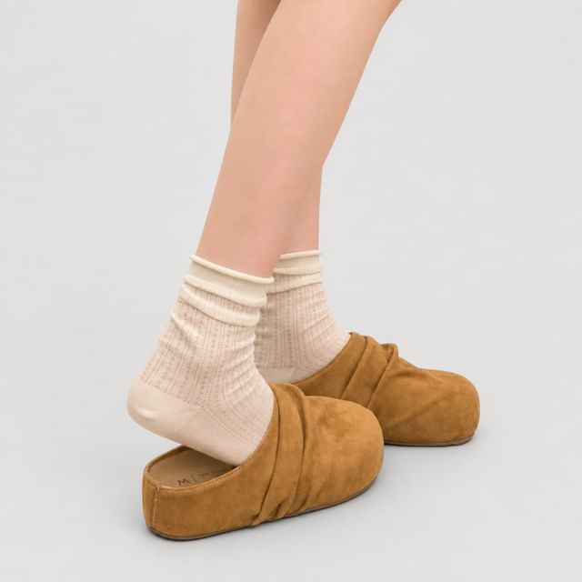 Platform Ruched Faux Suede Mules