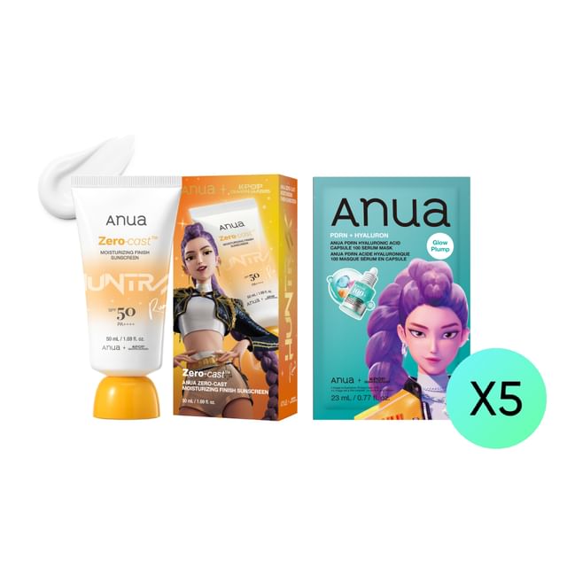 Bundle: Zero-Cast Moisturizing Finish Sunscreen Kpop Demon Hunters Collaboration + PDRN Hyaluronic Acid Capsule 100 Serum Mask Kpop Demon Hunters Collaboration