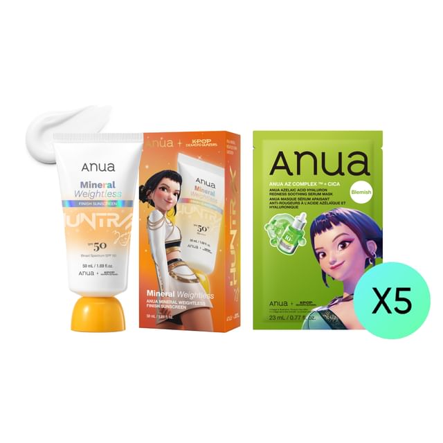 Bundle: Mineral Weightless Finish Sunscreen Kpop Demon Hunters Collaboration + Azelaic Acid Hyaluron Redness Soothing Serum Mask Kpop Demon Hunters Collaboration