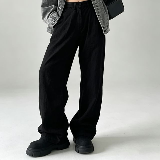 Mid Waist Loose Fit Straight Leg Jeans