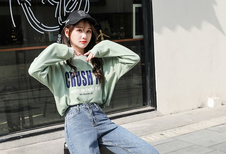 High-Waist Washed Loose Fit Jeans