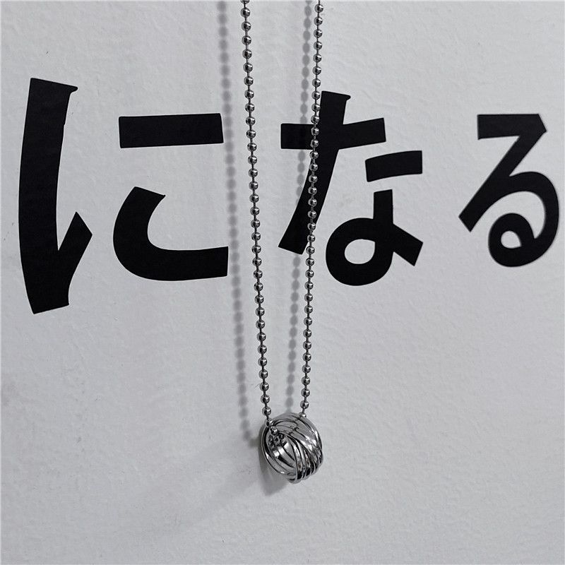 Set of 2: Stacked Ring Pendant Ball Chain Necklace + Paperclip Chain  Necklace