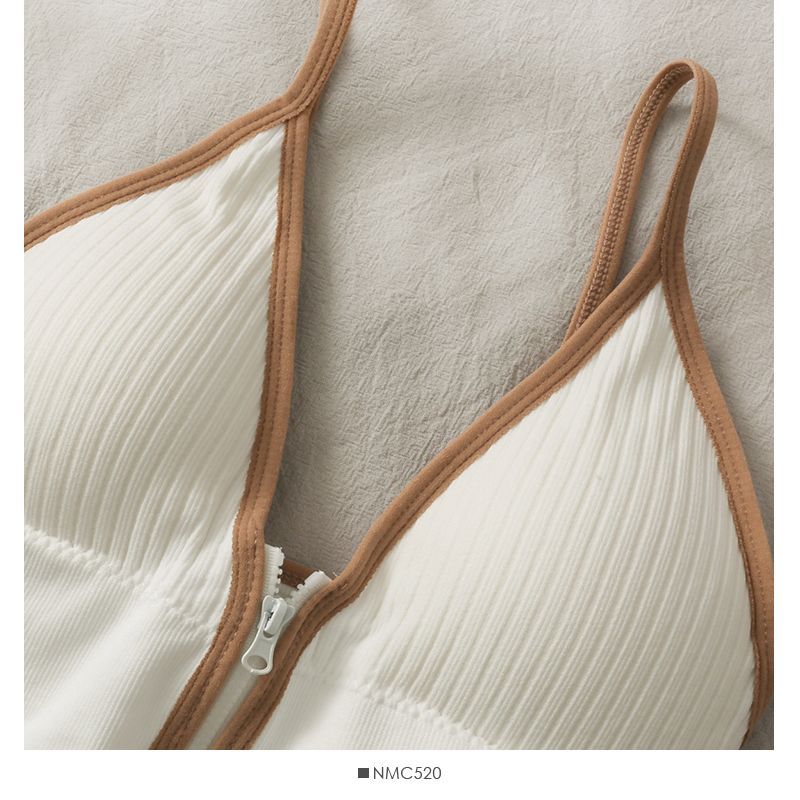 Contrast Trim Zip-Up Bustier Top