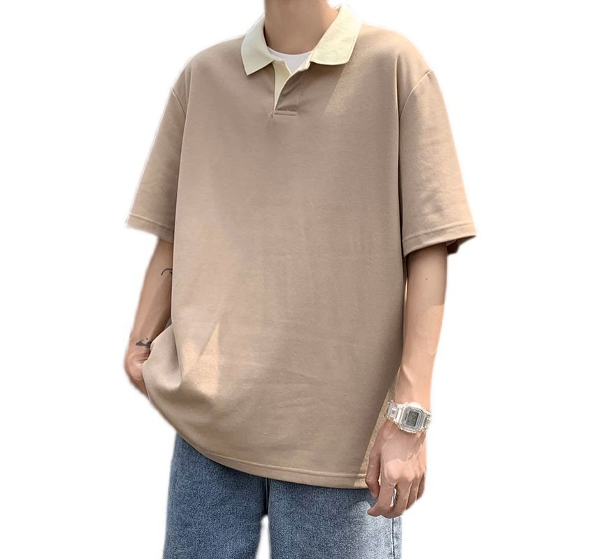 Short-Sleeve Contrast Collar Polo Shirt
