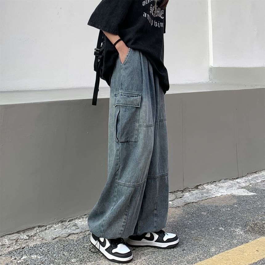 High Waist Baggy Cargo Jeans
