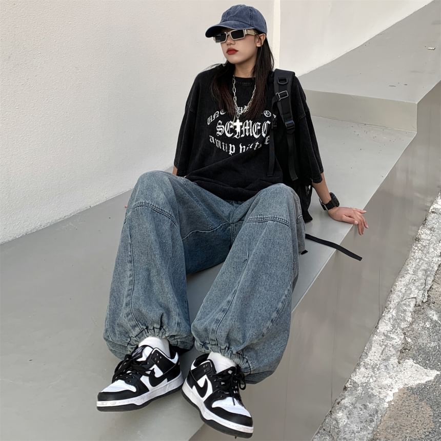 High Waist Baggy Cargo Jeans