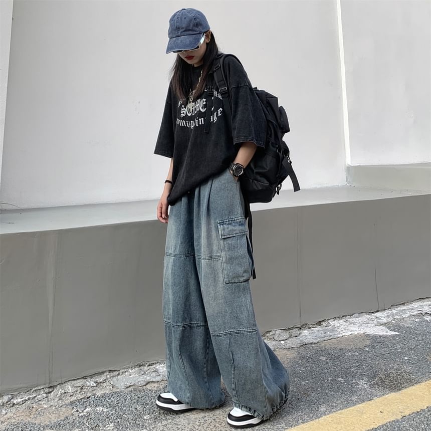 High Waist Baggy Cargo Jeans