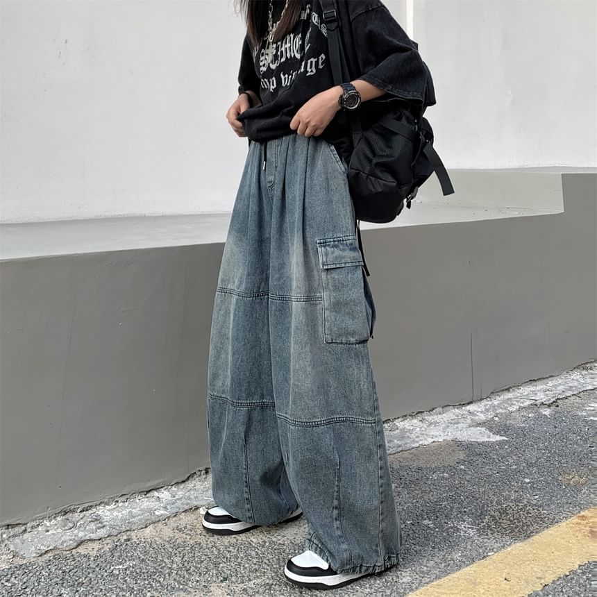 High Waist Baggy Cargo Jeans