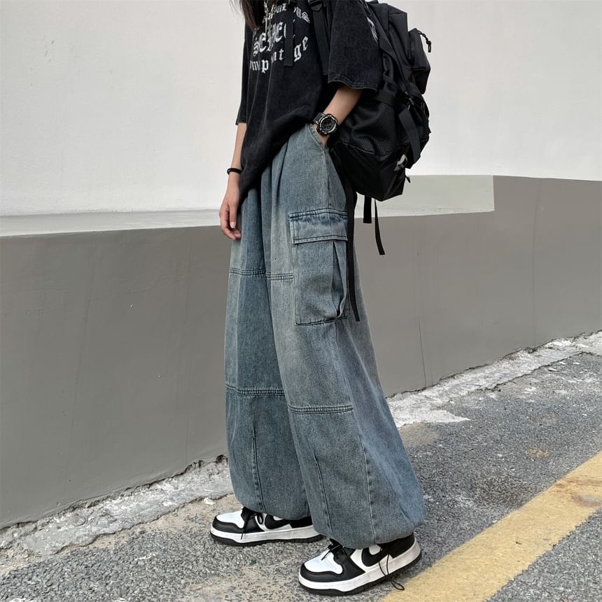 High Waist Baggy Cargo Jeans