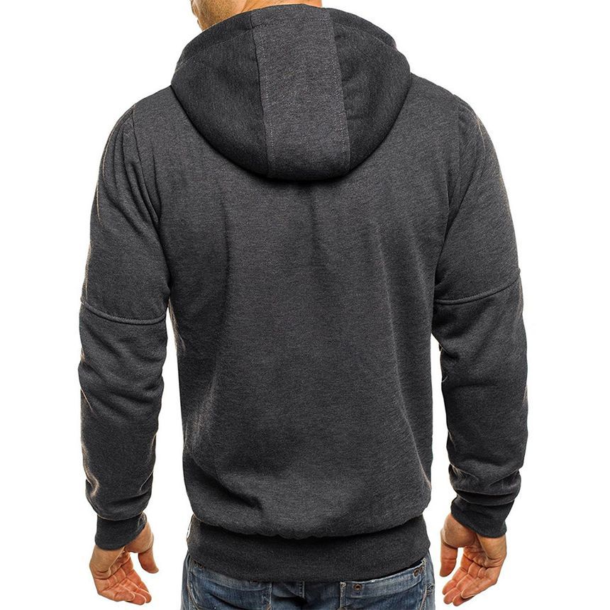 Stand Collar Hooded Contrast Zipper Pull Hoodie