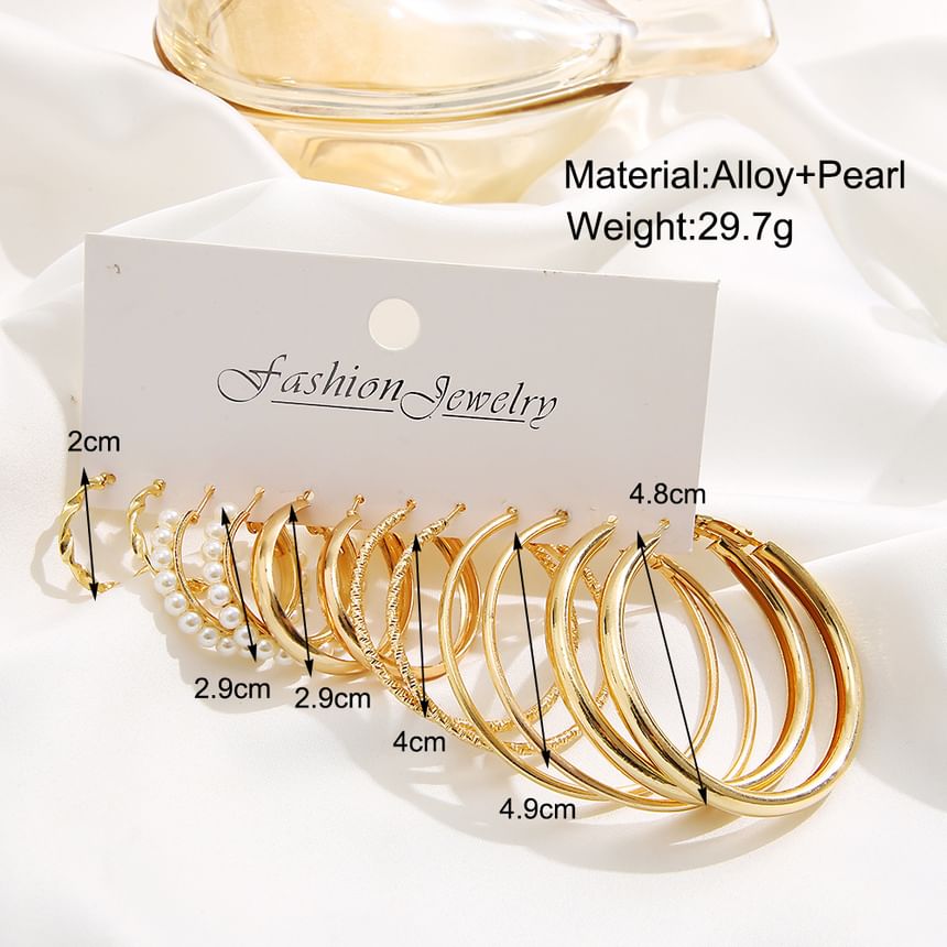 Set Of 6: Alloy Hoop Earring