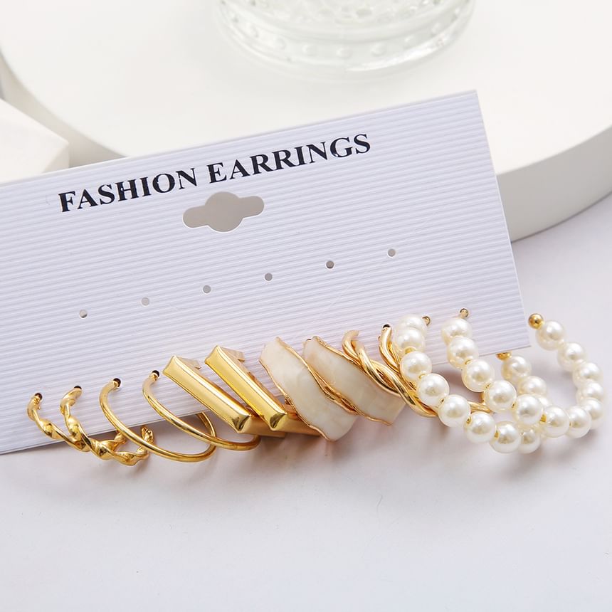 Set Of 6: Alloy Hoop Earring