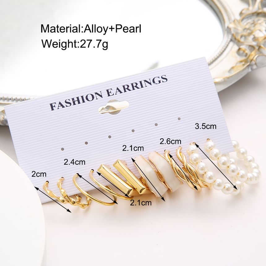 Set Of 6: Alloy Hoop Earring