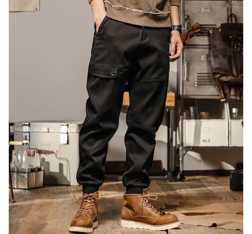 High Waist Plain Harem Cargo Pants