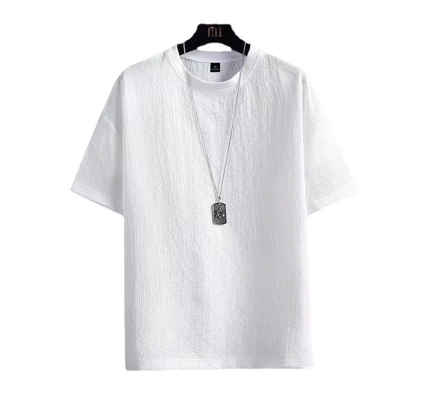 Short-Sleeve Round Neck Plain T-Shirt