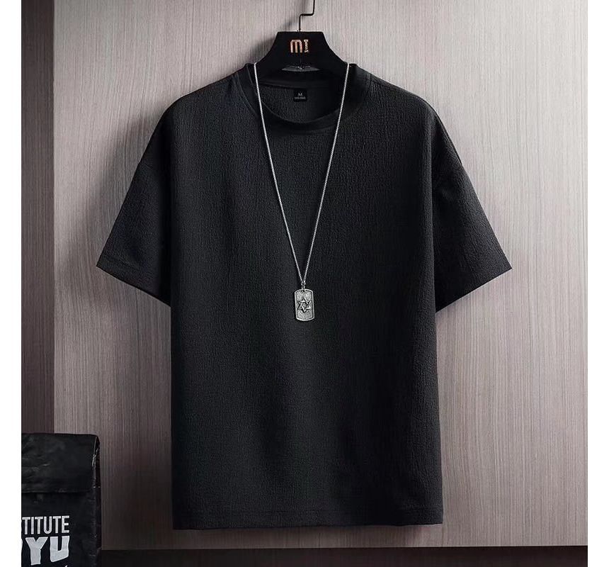 Short-Sleeve Round Neck Plain T-Shirt