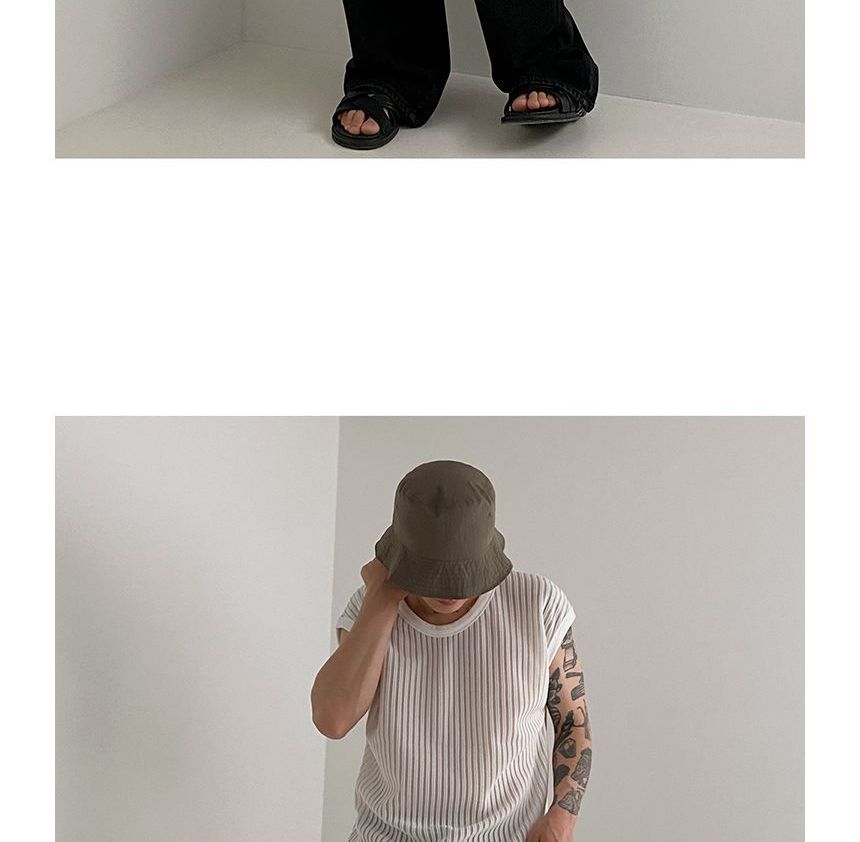 Crew Neck Plain Ribbed Knit Tank Top