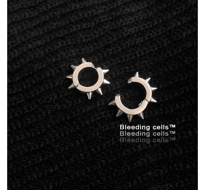Punk Stainless Steel Stud Hoop Earring / Clip-On Earring