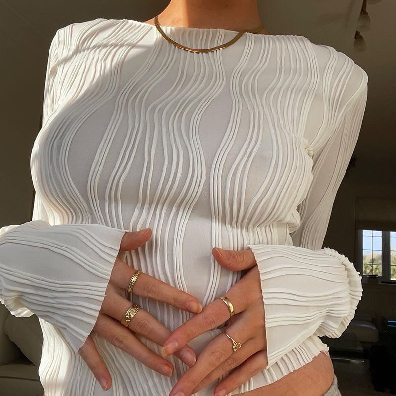 Long-Sleeve / Short-Sleeve Plain Crop Top / Tube Top / Mini Pencil Skirt