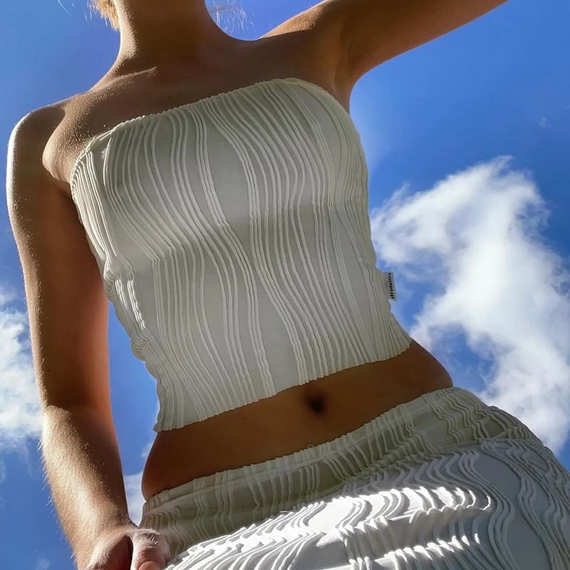 Long-Sleeve / Short-Sleeve Plain Crop Top / Tube Top / Mini Pencil Skirt