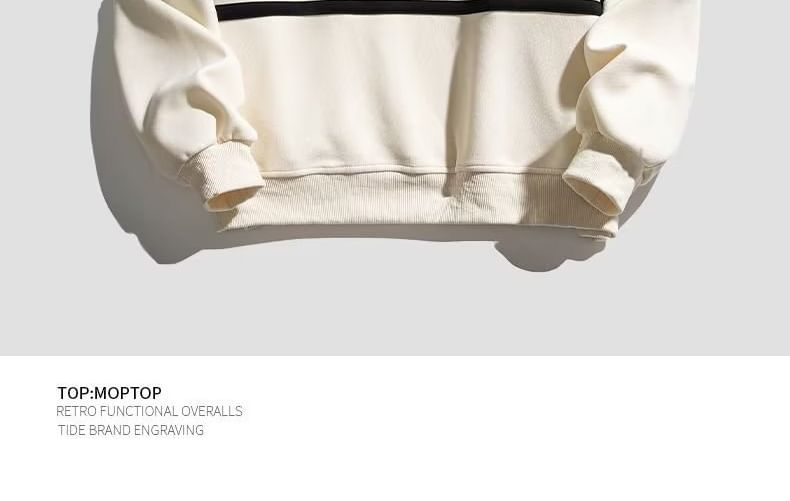 Long-Sleeve Striped Polo-Neck Sweatshirt