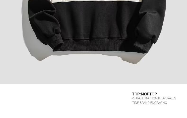 Long-Sleeve Striped Polo-Neck Sweatshirt