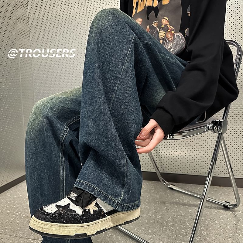 Mid Rise Washed Wide Leg Jeans