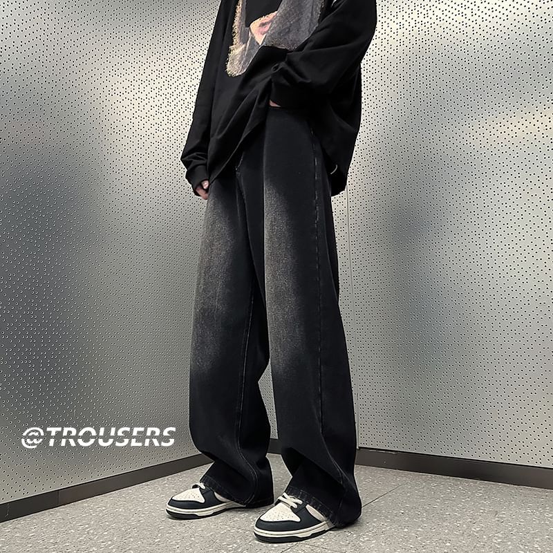 Mid Rise Washed Wide Leg Jeans