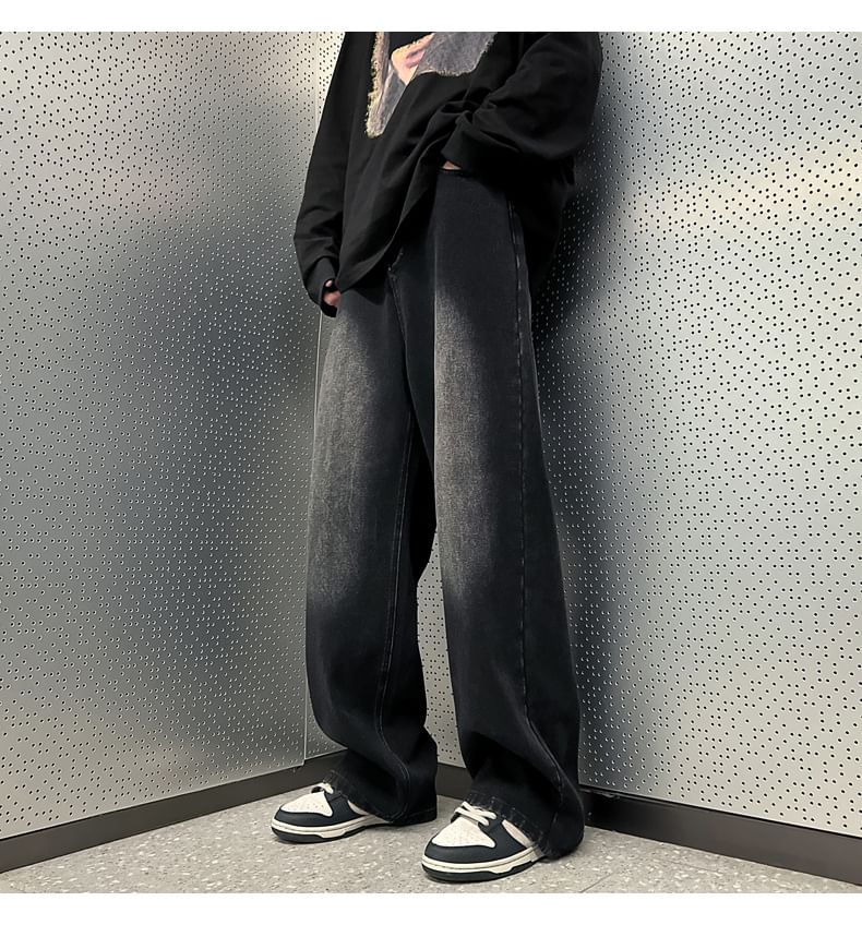 Mid Rise Washed Wide Leg Jeans