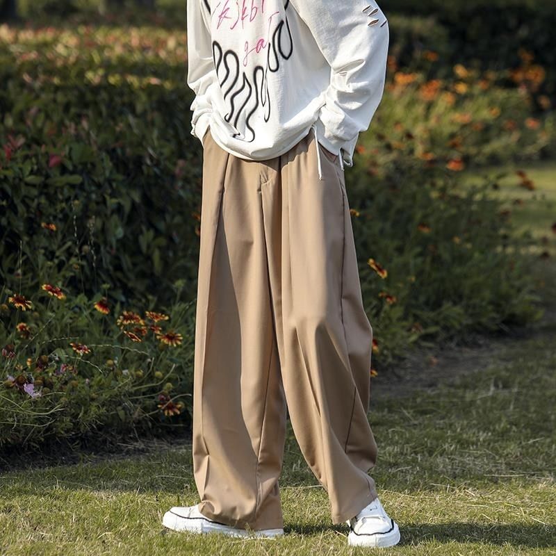 Mid Rise Plain Wide Leg Dress Pants