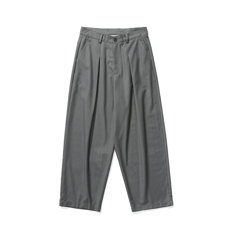 Mid Rise Plain Wide Leg Dress Pants