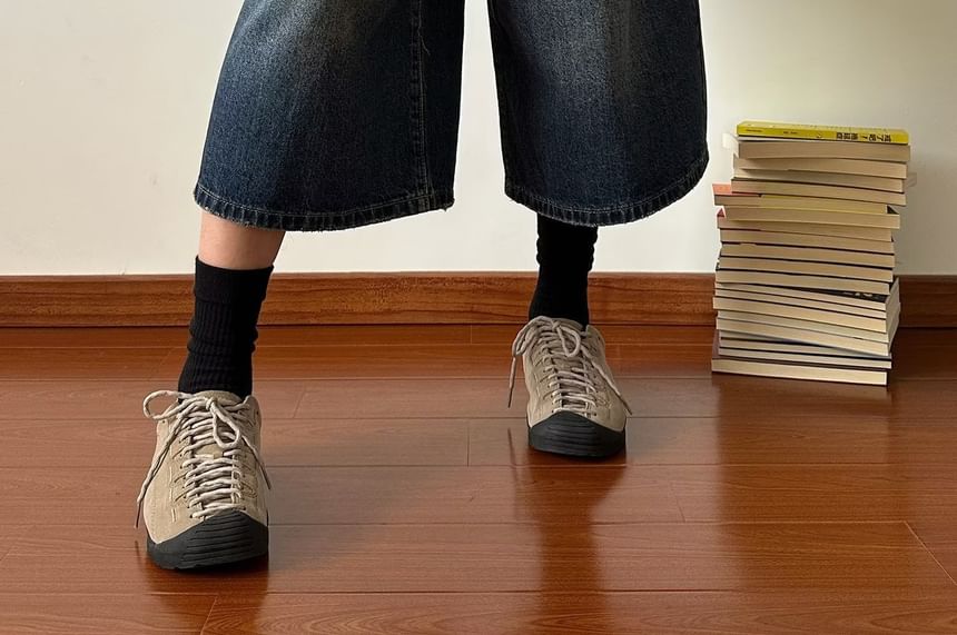 High Waist Washed Wide Leg Capri Jeans