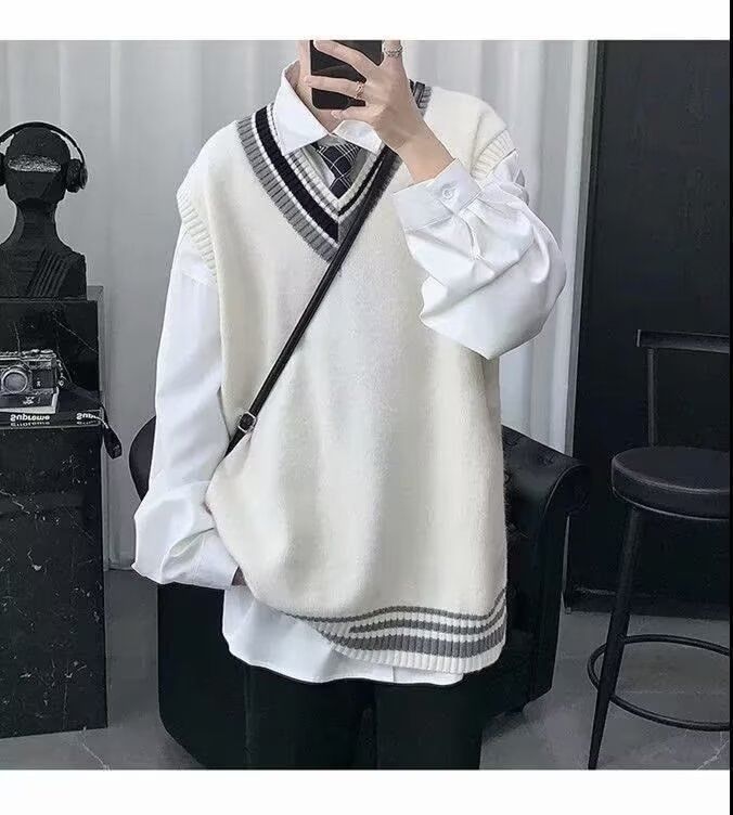 V-Neck Striped Sweater Vest